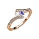 4 - Eleni White Sapphire and Tanzanite with Side Diamonds Bypass Ring 