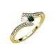 4 - Eleni White Sapphire and Emerald with Side Diamonds Bypass Ring 