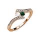 4 - Eleni White Sapphire and Emerald with Side Diamonds Bypass Ring 
