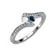 4 - Eleni White Sapphire and Blue Diamond with Side Diamonds Bypass Ring 