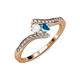 4 - Eleni White Sapphire and London Blue Topaz with Side Diamonds Bypass Ring 