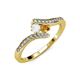 4 - Eleni White Sapphire and Citrine with Side Diamonds Bypass Ring 