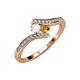 4 - Eleni White Sapphire and Citrine with Side Diamonds Bypass Ring 