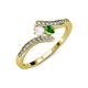 4 - Eleni White Sapphire and Green Garnet with Side Diamonds Bypass Ring 