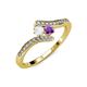 4 - Eleni White Sapphire and Amethyst with Side Diamonds Bypass Ring 