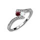 4 - Eleni Ruby and White Sapphire with Side Diamonds Bypass Ring 