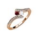 4 - Eleni Ruby and White Sapphire with Side Diamonds Bypass Ring 