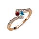 4 - Eleni Ruby and London Blue Topaz with Side Diamonds Bypass Ring 