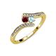 4 - Eleni Ruby and Aquamarine with Side Diamonds Bypass Ring 