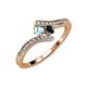 4 - Eleni Aquamarine and Black Diamond with Side Diamonds Bypass Ring 