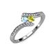 4 - Eleni Aquamarine and Yellow Diamond with Side Diamonds Bypass Ring 