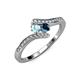 4 - Eleni Aquamarine and Blue Diamond with Side Diamonds Bypass Ring 