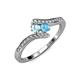 4 - Eleni Aquamarine and Blue Topaz with Side Diamonds Bypass Ring 