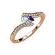 4 - Eleni Aquamarine and Iolite with Side Diamonds Bypass Ring 