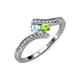 4 - Eleni Aquamarine and Peridot with Side Diamonds Bypass Ring 