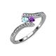4 - Eleni Aquamarine and Amethyst with Side Diamonds Bypass Ring 