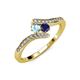 4 - Eleni Aquamarine and Blue Sapphire with Side Diamonds Bypass Ring 