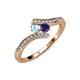 4 - Eleni Aquamarine and Blue Sapphire with Side Diamonds Bypass Ring 