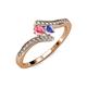 4 - Eleni Pink Tourmaline and Tanzanite with Side Diamonds Bypass Ring 