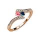 4 - Eleni Pink Tourmaline and Blue Diamond with Side Diamonds Bypass Ring 