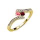 4 - Eleni Pink Tourmaline and Ruby with Side Diamonds Bypass Ring 