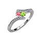 4 - Eleni Pink Tourmaline and Peridot with Side Diamonds Bypass Ring 