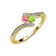 4 - Eleni Pink Tourmaline and Peridot with Side Diamonds Bypass Ring 