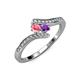 4 - Eleni Pink Tourmaline and Amethyst with Side Diamonds Bypass Ring 