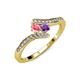 4 - Eleni Pink Tourmaline and Amethyst with Side Diamonds Bypass Ring 