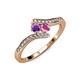 4 - Eleni Amethyst and Pink Sapphire with Side Diamonds Bypass Ring 