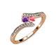4 - Eleni Amethyst and Pink Tourmaline with Side Diamonds Bypass Ring 