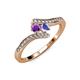4 - Eleni Amethyst and Tanzanite with Side Diamonds Bypass Ring 