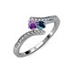 4 - Eleni Amethyst and Blue Diamond with Side Diamonds Bypass Ring 