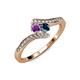 4 - Eleni Amethyst and Blue Diamond with Side Diamonds Bypass Ring 