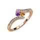 4 - Eleni Amethyst and Citrine with Side Diamonds Bypass Ring 