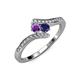 4 - Eleni Amethyst and Blue Sapphire with Side Diamonds Bypass Ring 