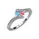 4 - Eleni Blue Topaz and Pink Tourmaline with Side Diamonds Bypass Ring 