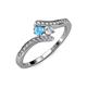 4 - Eleni Blue Topaz and Diamond with Side Diamonds Bypass Ring 