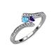 4 - Eleni Blue Topaz and Iolite with Side Diamonds Bypass Ring 