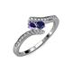 4 - Eleni Iolite and Blue Sapphire with Side Diamonds Bypass Ring 