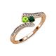 4 - Eleni Peridot and Emerald with Side Diamonds Bypass Ring 