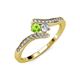 4 - Eleni Peridot and Diamond with Side Diamonds Bypass Ring 