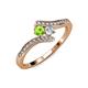 4 - Eleni Peridot and Diamond with Side Diamonds Bypass Ring 