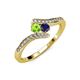 4 - Eleni Peridot and Blue Sapphire with Side Diamonds Bypass Ring 