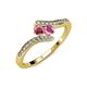 4 - Eleni Rhodolite Garnet and Pink Sapphire with Side Diamonds Bypass Ring 