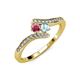 4 - Eleni Rhodolite Garnet and Aquamarine with Side Diamonds Bypass Ring 