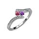 4 - Eleni Rhodolite Garnet and Amethyst with Side Diamonds Bypass Ring 