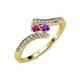 4 - Eleni Rhodolite Garnet and Amethyst with Side Diamonds Bypass Ring 