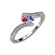4 - Eleni Rhodolite Garnet and Tanzanite with Side Diamonds Bypass Ring 