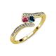 4 - Eleni Rhodolite Garnet and Blue Diamond with Side Diamonds Bypass Ring 